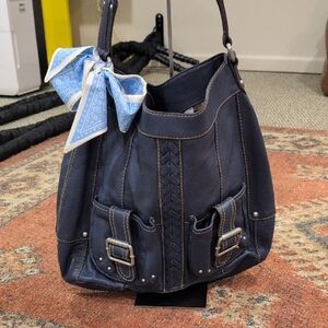 Tignanello Blue Large Leather Tote